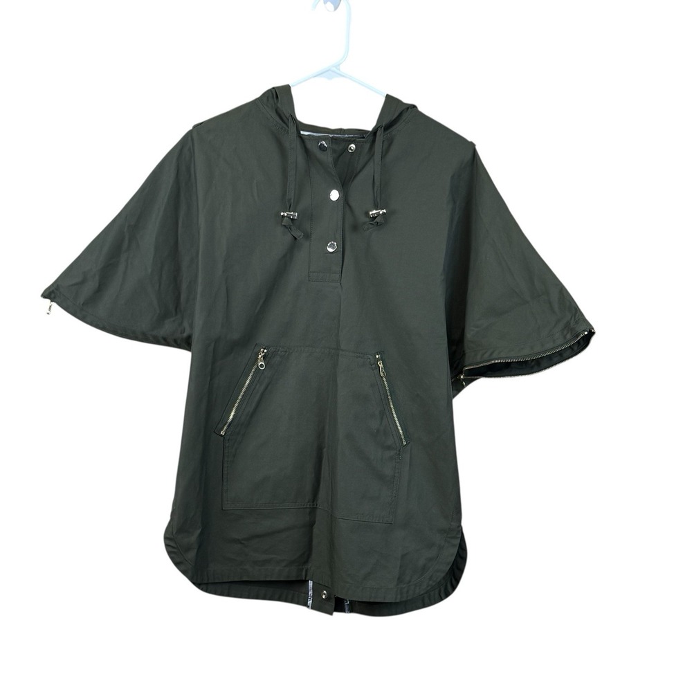 Ted Baker Deep Green Poncho Sz 0 Jacket /Overcoat Zippered Sleeves Hooded EUC